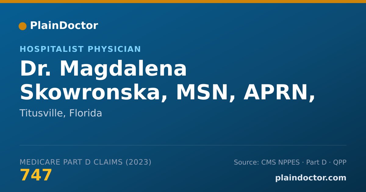 Shareable card for Magdalena Skowronska, MSN, APRN, FNP-C, CE - Hospitalist Physician, Titusville, FL