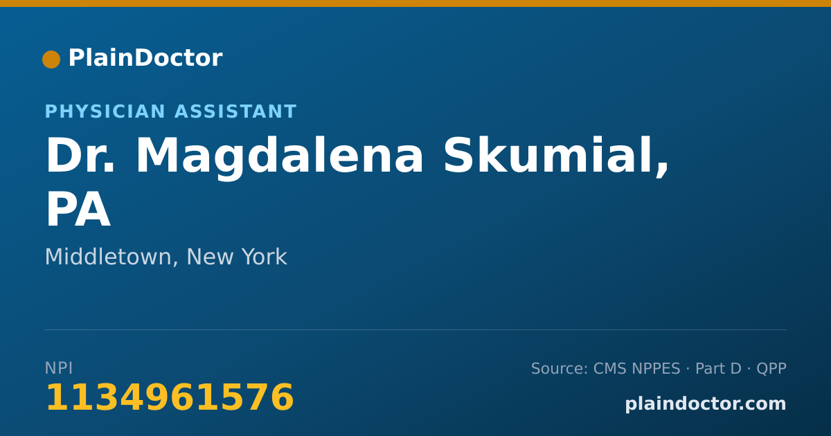 Shareable card for Magdalena Skumial, PA - Physician Assistant, Middletown, NY