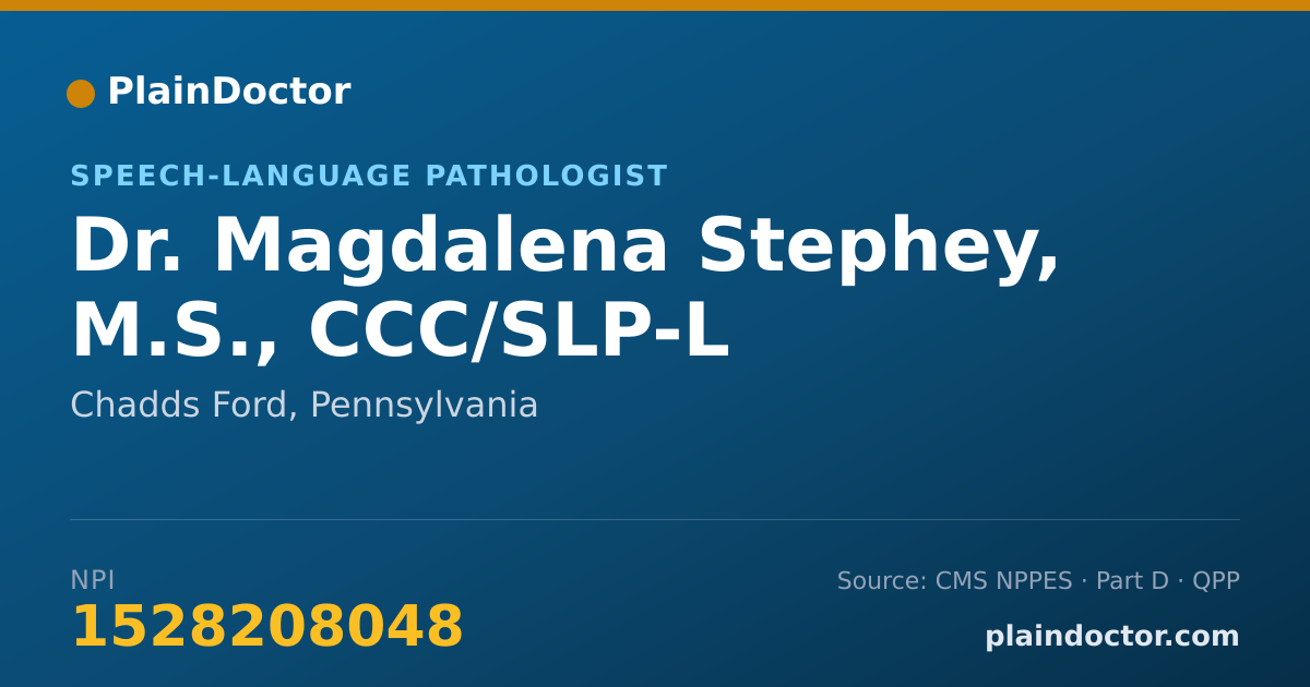 Shareable card for Magdalena Stephey, M.S., CCC/SLP-L - Speech-Language Pathologist, Chadds Ford, PA
