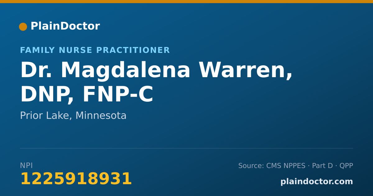 Shareable card for Magdalena Warren, DNP, FNP-C - Family Nurse Practitioner, Prior Lake, MN