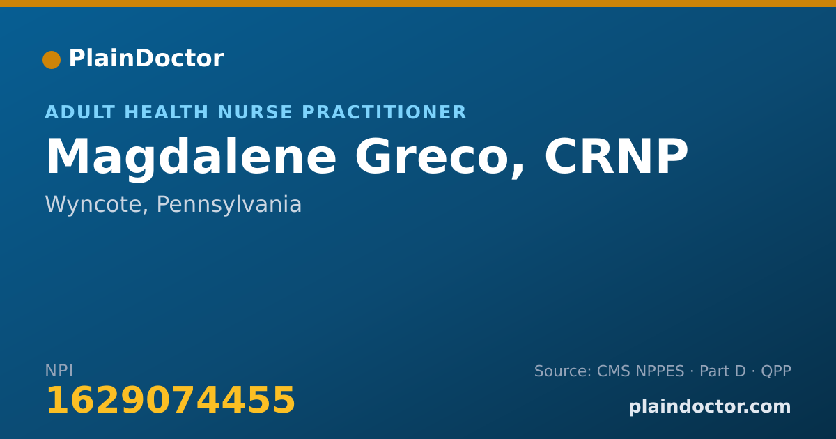 Shareable card for Magdalene Greco, CRNP - Adult Health Nurse Practitioner, Wyncote, PA