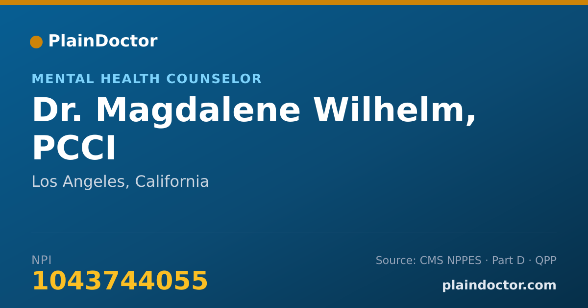 Shareable card for Magdalene Wilhelm, PCCI - Mental Health Counselor, Los Angeles, CA
