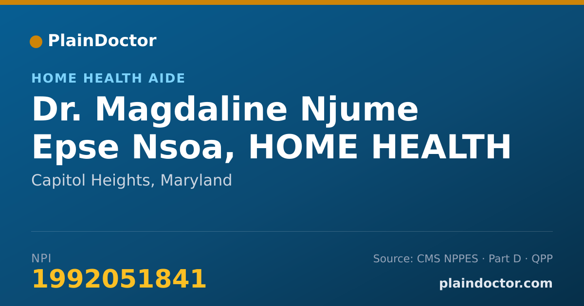 Shareable card for Magdaline Njume Epse Nsoa, HOME HEALTH AIDE - Home Health Aide, Capitol Heights, MD