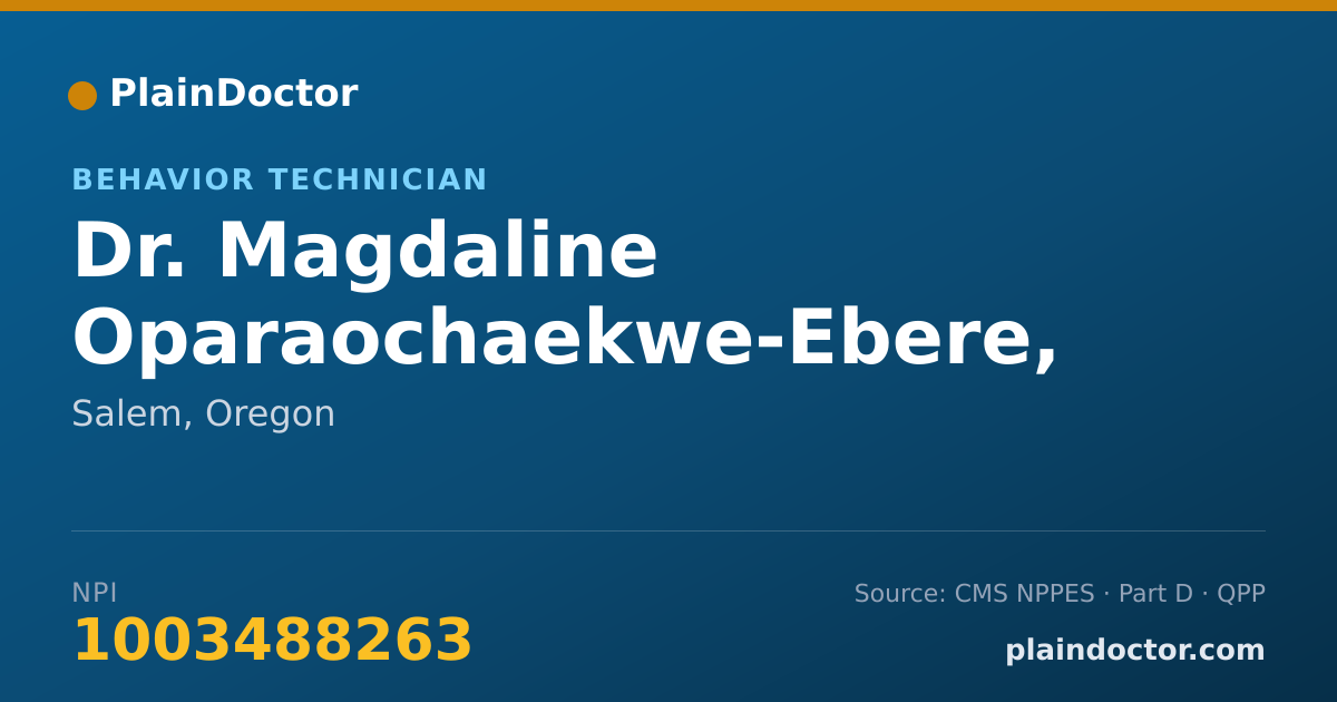 Shareable card for Magdaline Oparaochaekwe-Ebere, BEHAVIOR TECHNICIAN - Behavior Technician, Salem, OR
