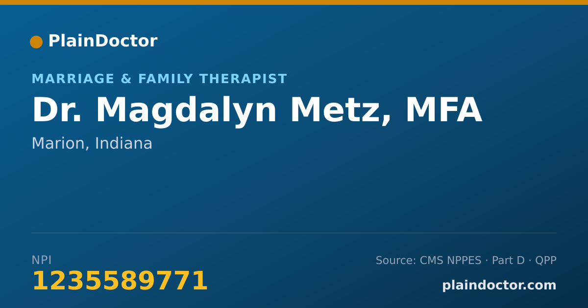 Shareable card for Magdalyn Metz, MFA - Marriage & Family Therapist, Marion, IN