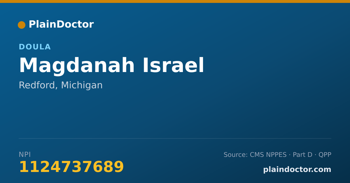 Shareable card for Magdanah Israel - Doula, Redford, MI