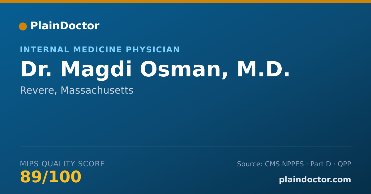 Shareable card for Magdi Osman, M.D. - Internal Medicine Physician, Revere, MA