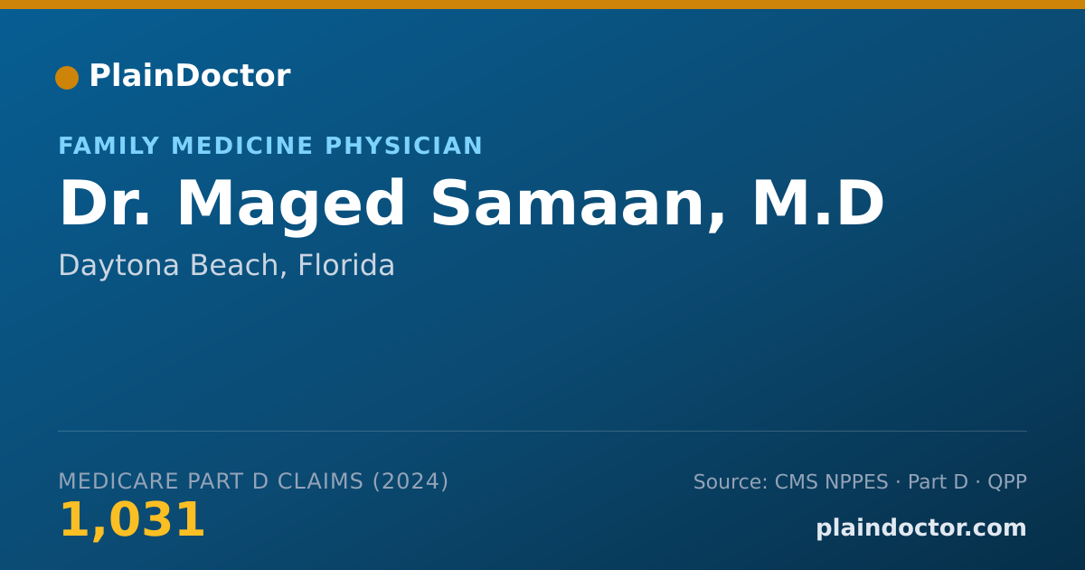 Shareable card for Maged Samaan, M.D - Family Medicine Physician, Daytona Beach, FL