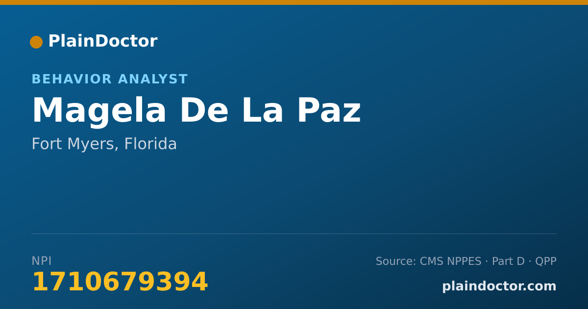 Shareable card for Magela De La Paz - Behavior Analyst, Fort Myers, FL