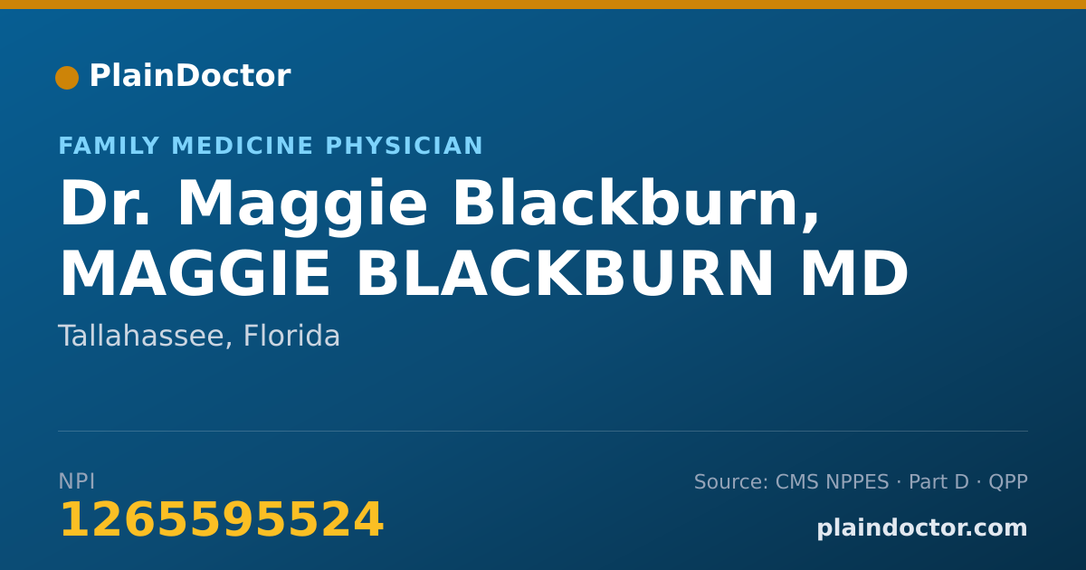 Shareable card for Maggie Blackburn, MAGGIE BLACKBURN MD - Family Medicine Physician, Tallahassee, FL