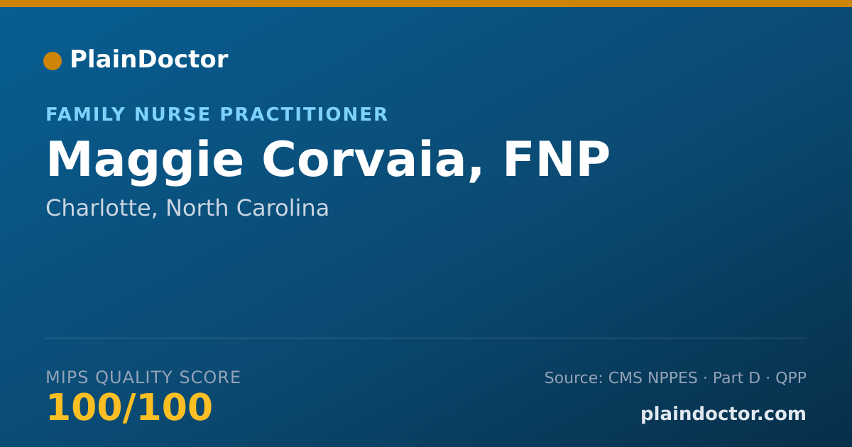 Shareable card for Maggie Corvaia, FNP - Nurse Practitioner, Charlotte, NC