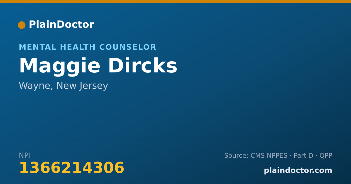 Shareable card for Maggie Dircks - Mental Health Counselor, Wayne, NJ