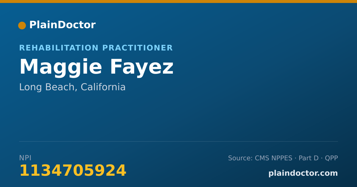 Shareable card for Maggie Fayez - Rehabilitation Practitioner, Long Beach, CA