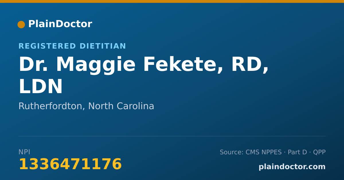 Shareable card for Maggie Fekete, RD, LDN - Registered Dietitian, Rutherfordton, NC