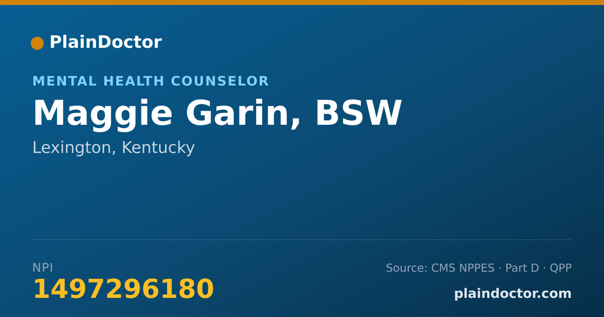 Shareable card for Maggie Garin, BSW - Mental Health Counselor, Lexington, KY