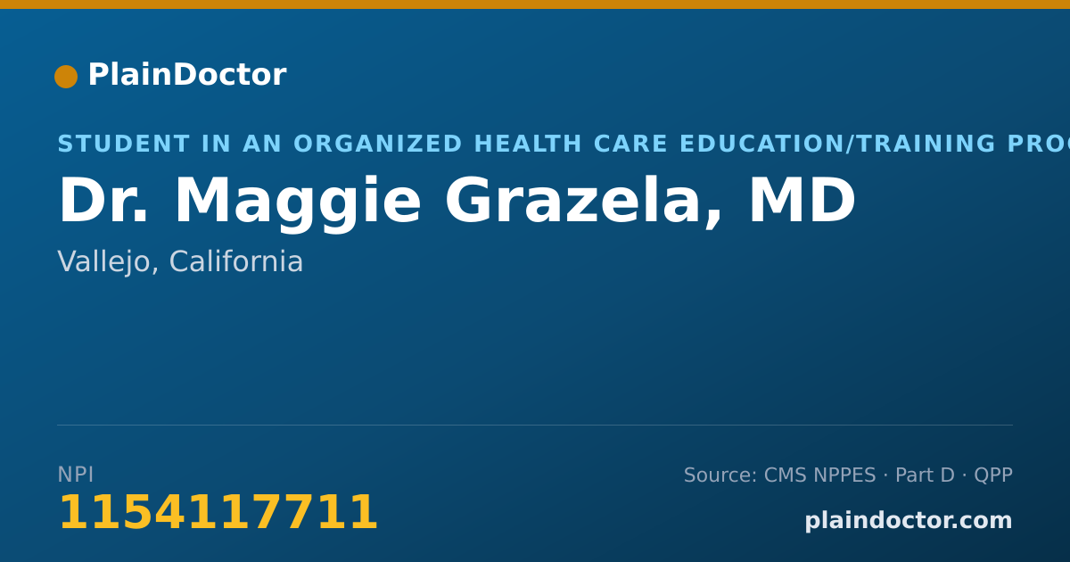 Shareable card for Maggie Grazela, MD - Student in an Organized Health Care Education/Training Program, Vallejo, CA