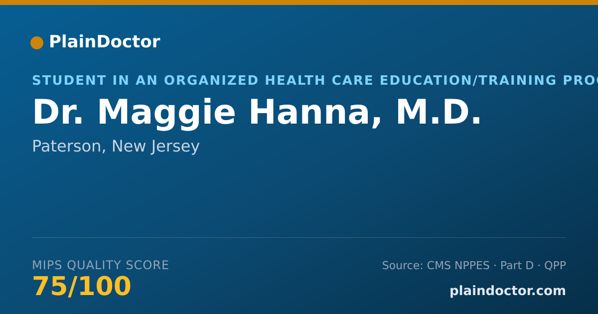 Shareable card for Maggie Hanna, M.D. - Student in an Organized Health Care Education/Training Program, Paterson, NJ