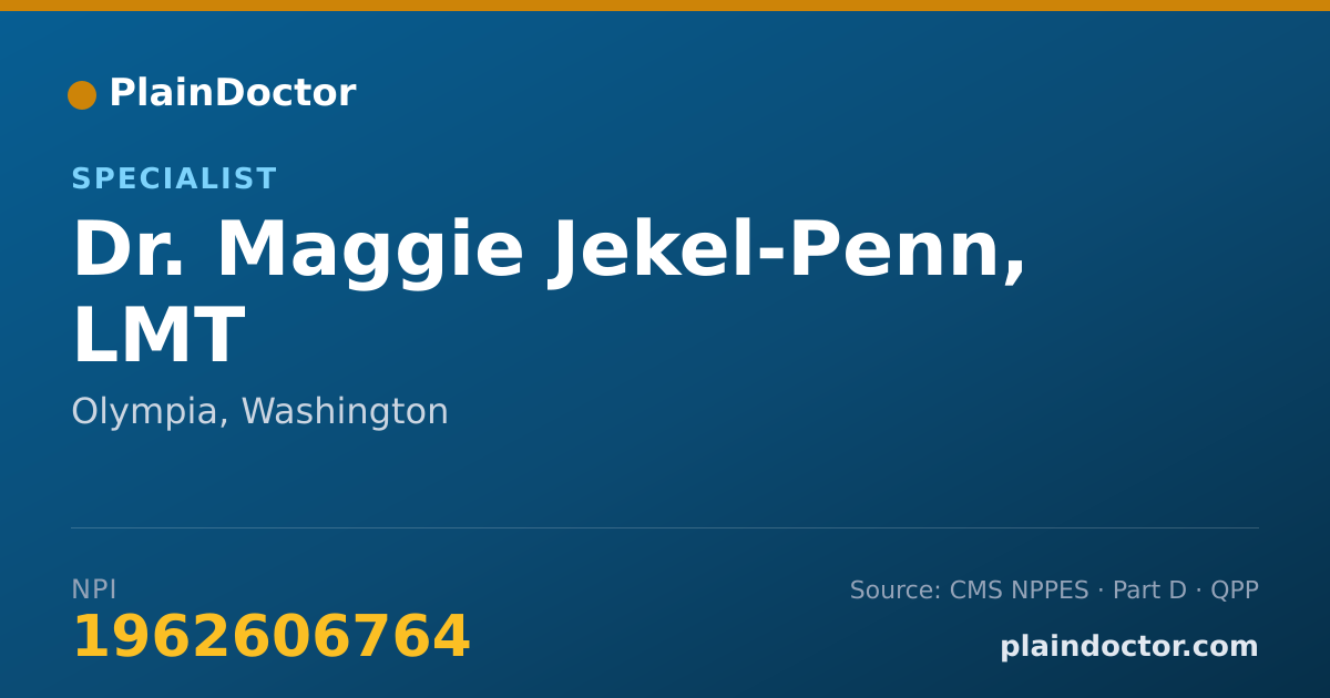 Shareable card for Maggie Jekel-Penn, LMT - Specialist, Olympia, WA