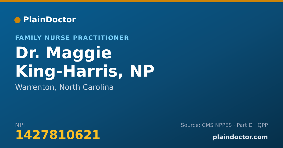 Shareable card for Maggie King-Harris, NP - Family Nurse Practitioner, Warrenton, NC