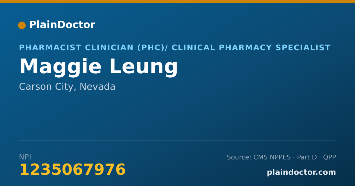 Shareable card for Maggie Leung - Pharmacist Clinician (PhC)/ Clinical Pharmacy Specialist, Carson City, NV