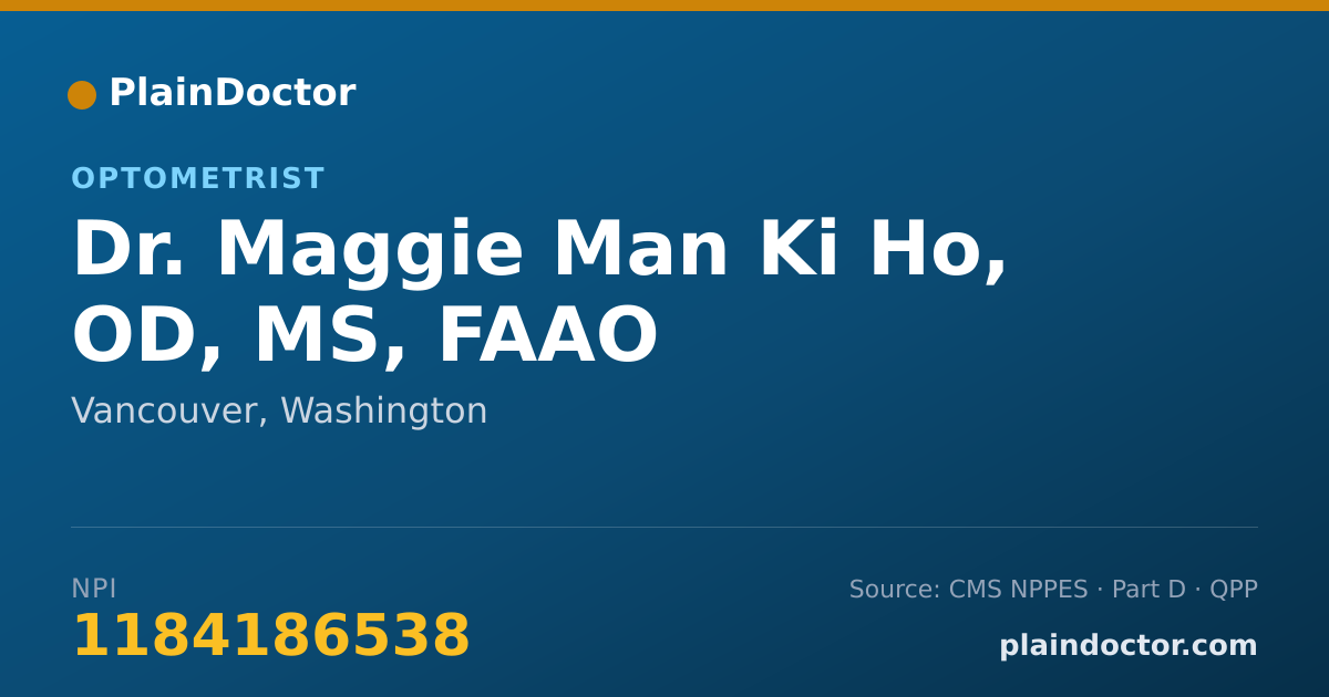 Shareable card for Maggie Man Ki Ho, OD, MS, FAAO - Optometrist, Vancouver, WA