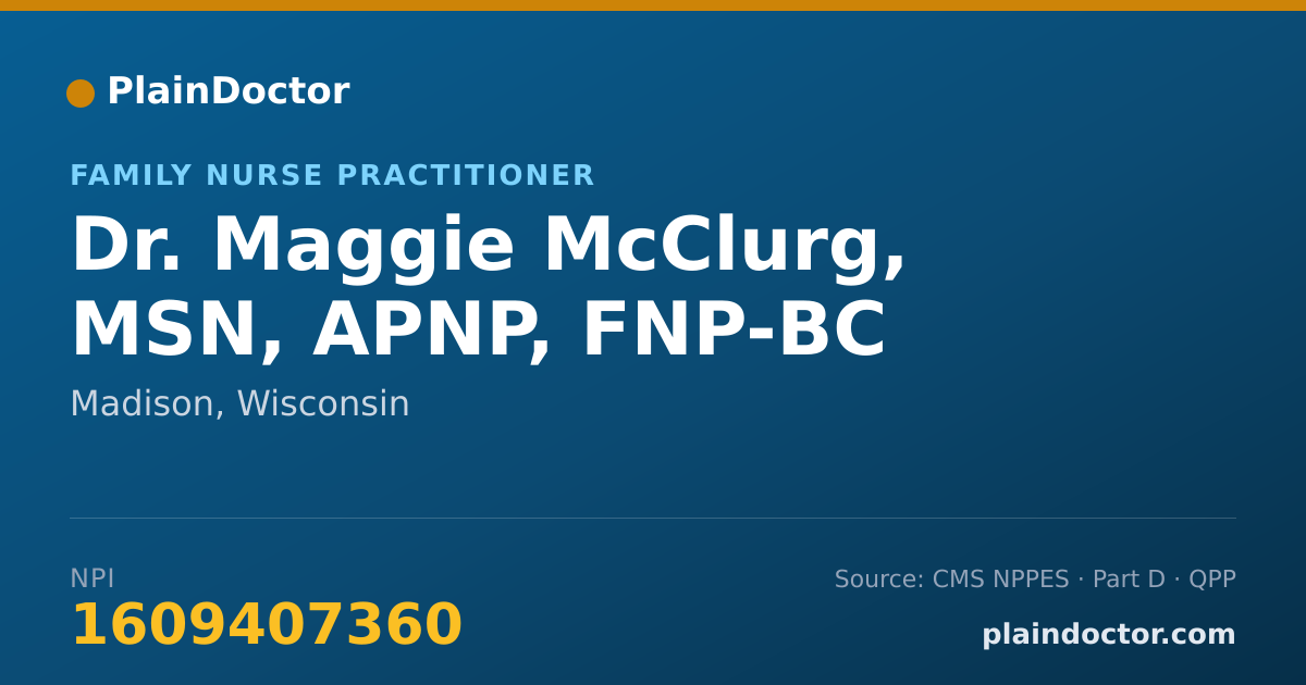 Shareable card for Maggie McClurg, MSN, APNP, FNP-BC - Family Nurse Practitioner, Madison, WI