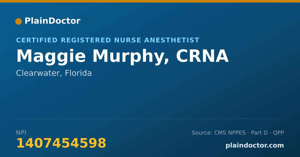 Shareable card for Maggie Murphy, CRNA - Certified Registered Nurse Anesthetist, Clearwater, FL