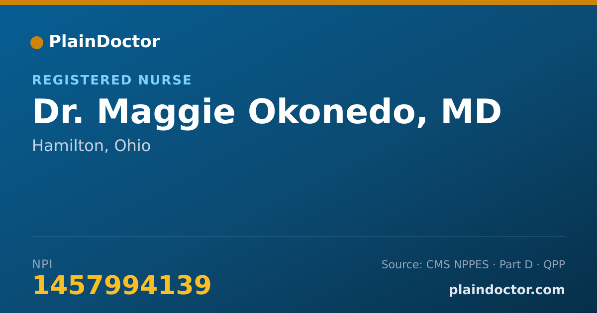 Shareable card for Maggie Okonedo, MD - Registered Nurse, Hamilton, OH