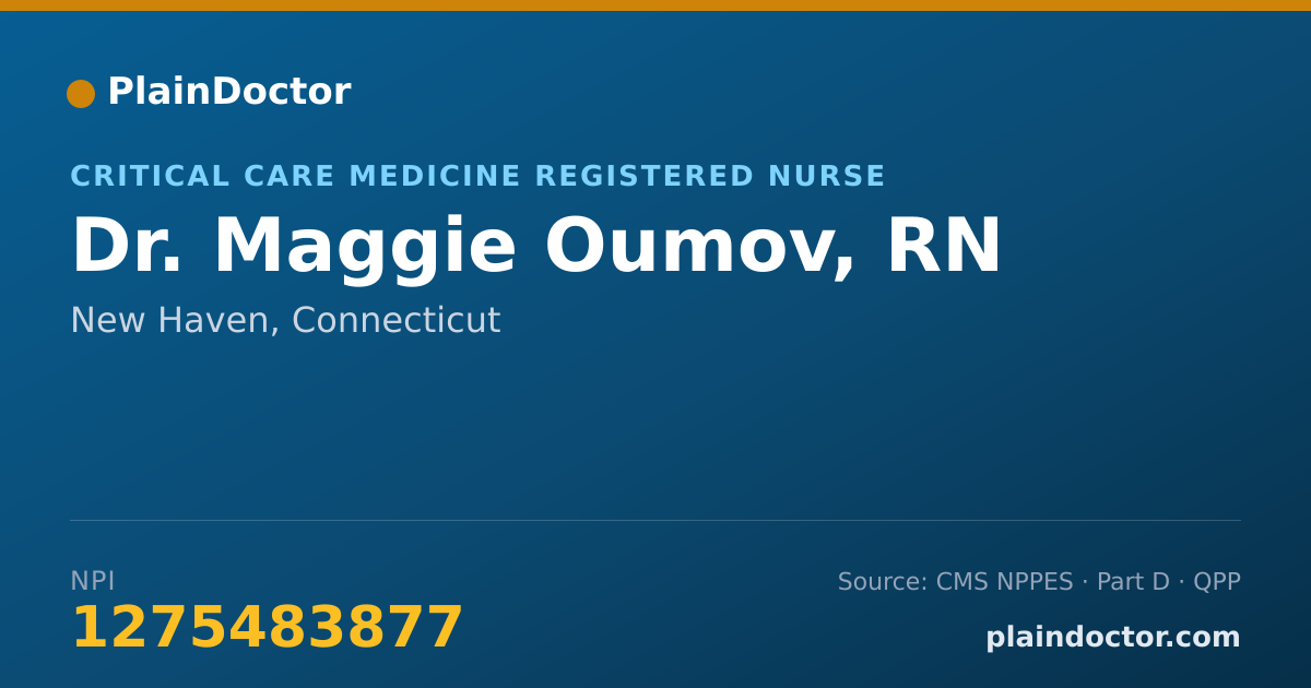 Shareable card for Maggie Oumov, RN - Critical Care Medicine Registered Nurse, New Haven, CT