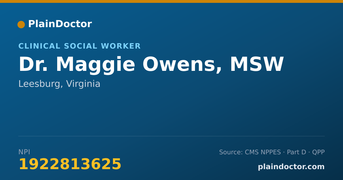 Shareable card for Maggie Owens, MSW - Clinical Social Worker, Leesburg, VA