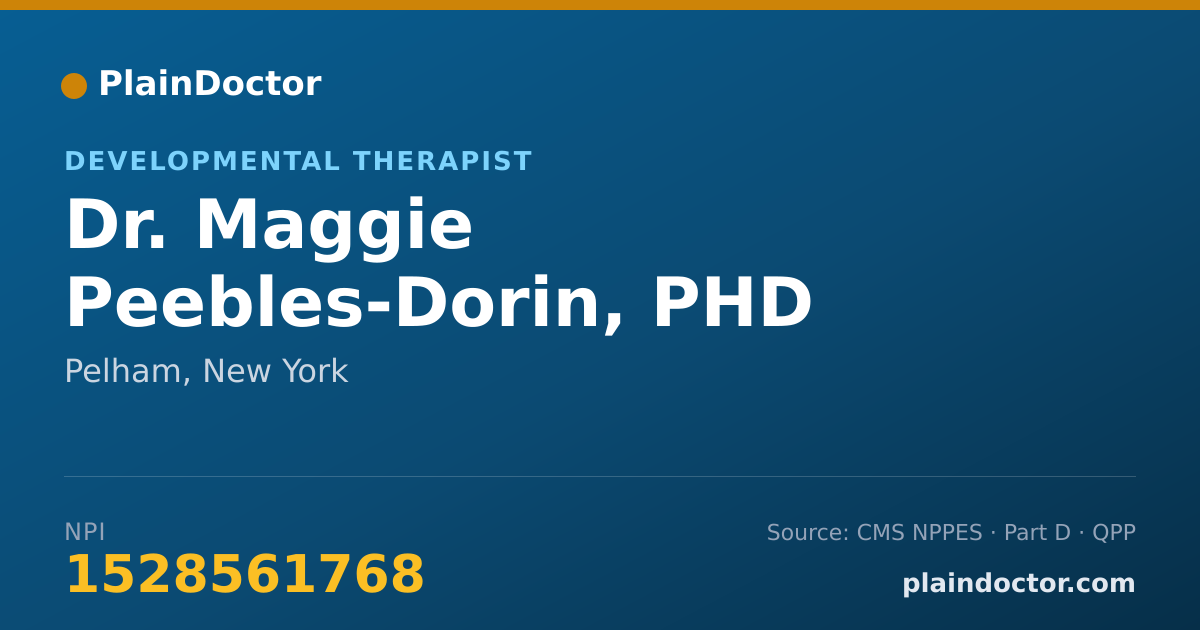 Shareable card for Maggie Peebles-Dorin, PHD - Developmental Therapist, Pelham, NY