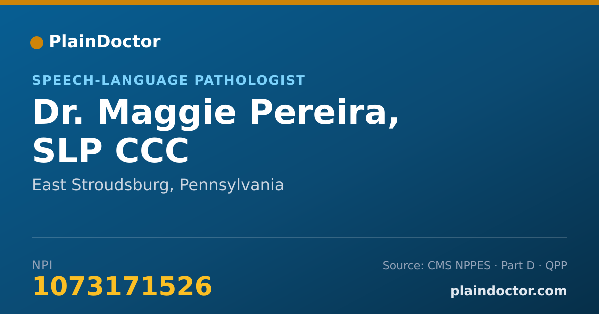 Shareable card for Maggie Pereira, SLP CCC - Speech-Language Pathologist, East Stroudsburg, PA