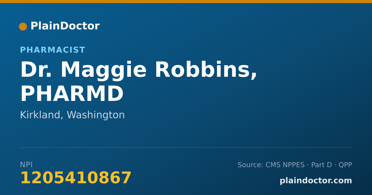 Shareable card for Maggie Robbins, PHARMD - Pharmacist, Kirkland, WA