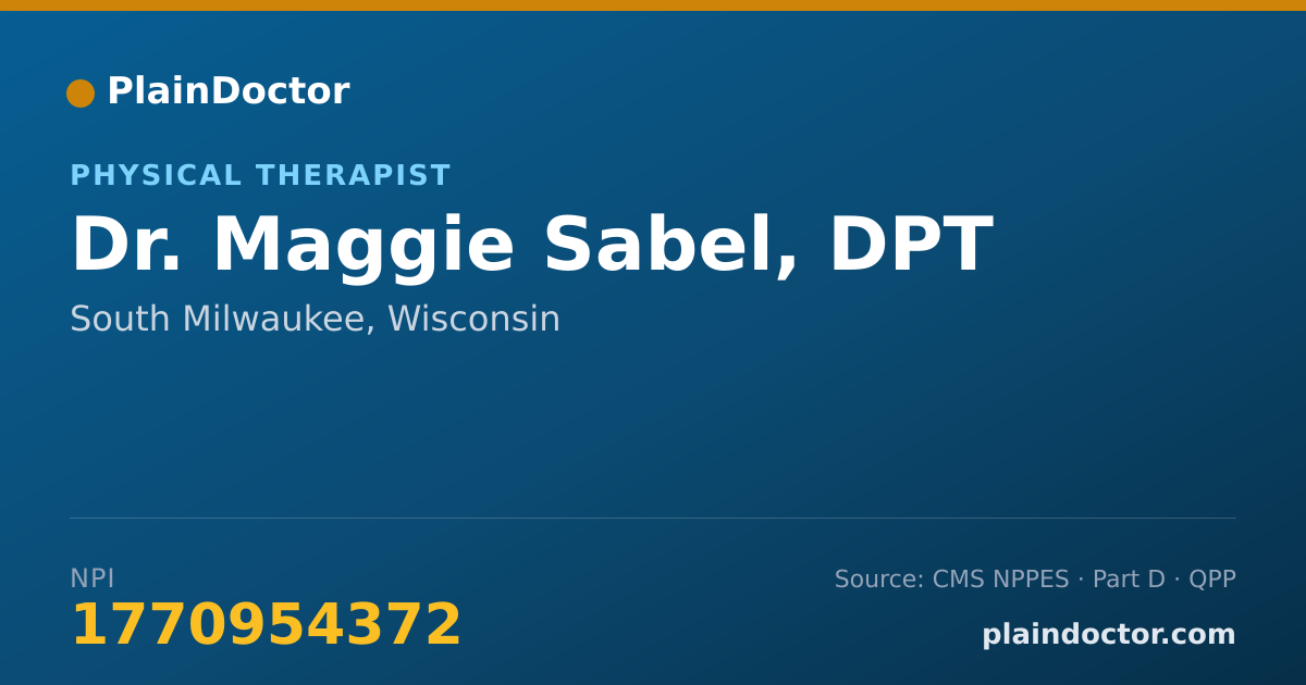Shareable card for Maggie Sabel, DPT - Physical Therapist, South Milwaukee, WI