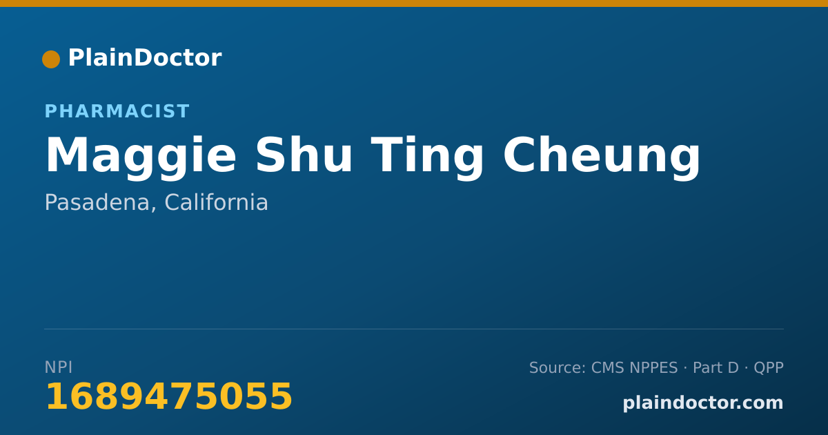 Shareable card for Maggie Shu Ting Cheung - Pharmacist, Pasadena, CA