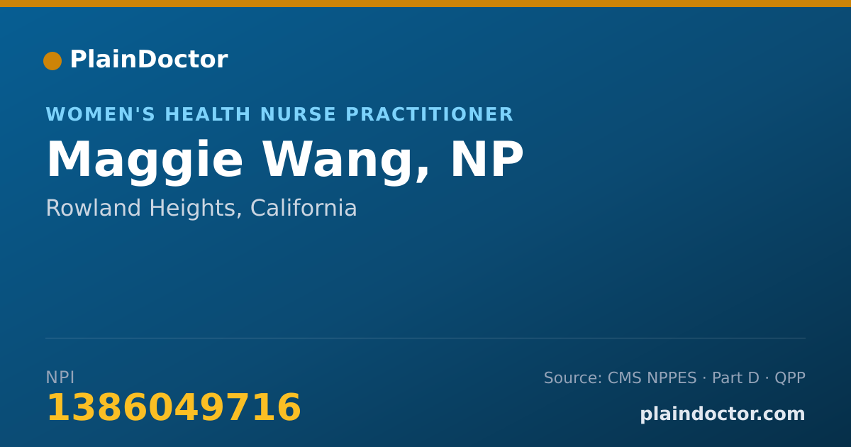 Shareable card for Maggie Wang, NP - Women's Health Nurse Practitioner, Rowland Heights, CA