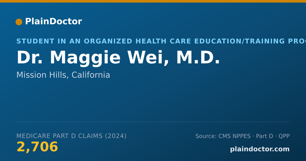 Shareable card for Maggie Wei, M.D. - Student in an Organized Health Care Education/Training Program, Mission Hills, CA