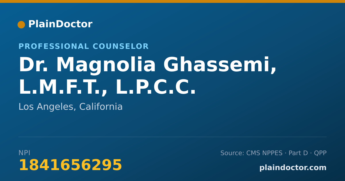 Shareable card for Magnolia Ghassemi, L.M.F.T., L.P.C.C. - Professional Counselor, Los Angeles, CA