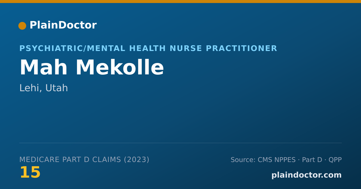 Shareable card for Mah Mekolle - Psychiatric/Mental Health Nurse Practitioner, Lehi, UT