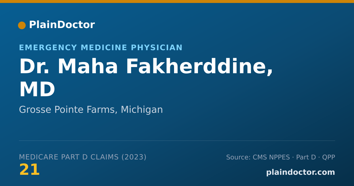 Shareable card for Maha Fakherddine, MD - Emergency Medicine Physician, Grosse Pointe Farms, MI