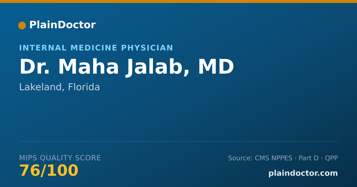 Shareable card for Maha Jalab, MD - Internal Medicine Physician, Lakeland, FL