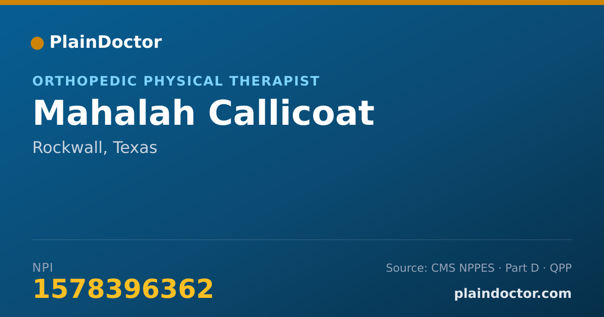 Shareable card for Mahalah Callicoat - Orthopedic Physical Therapist, Rockwall, TX