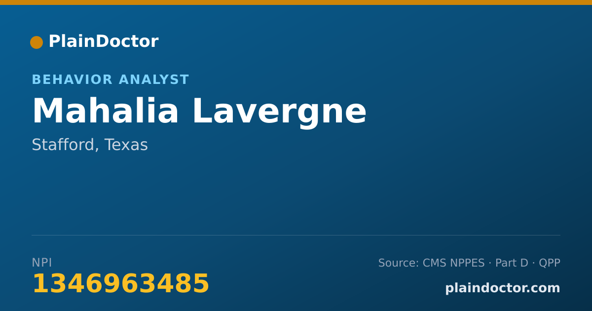 Shareable card for Mahalia Lavergne - Behavior Analyst, Stafford, TX