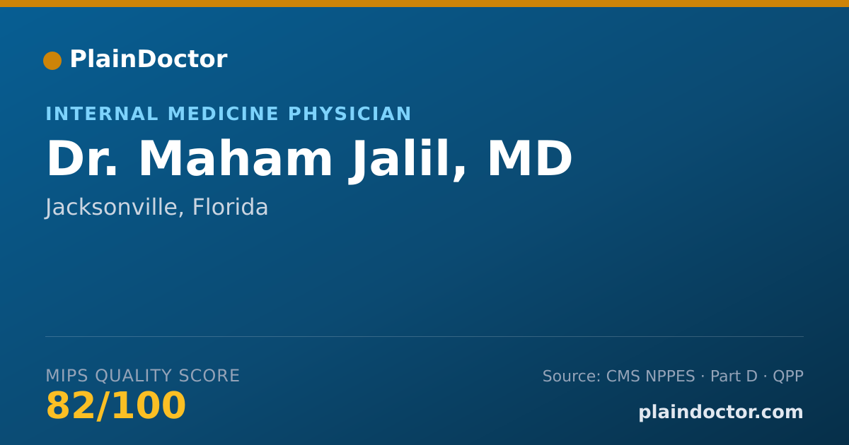 Shareable card for Maham Jalil, MD - Internal Medicine Physician, Jacksonville, FL