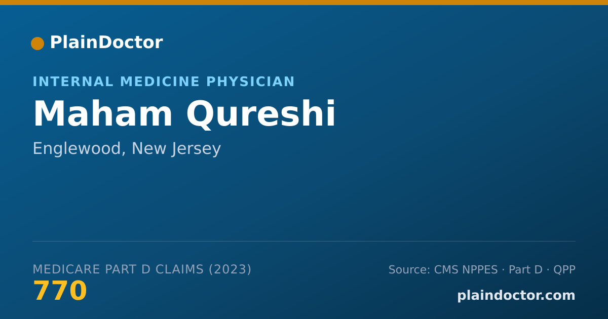 Shareable card for Maham Qureshi - Internal Medicine Physician, Englewood, NJ