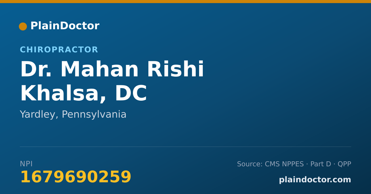 Shareable card for Mahan Rishi Khalsa, DC - Chiropractor, Yardley, PA