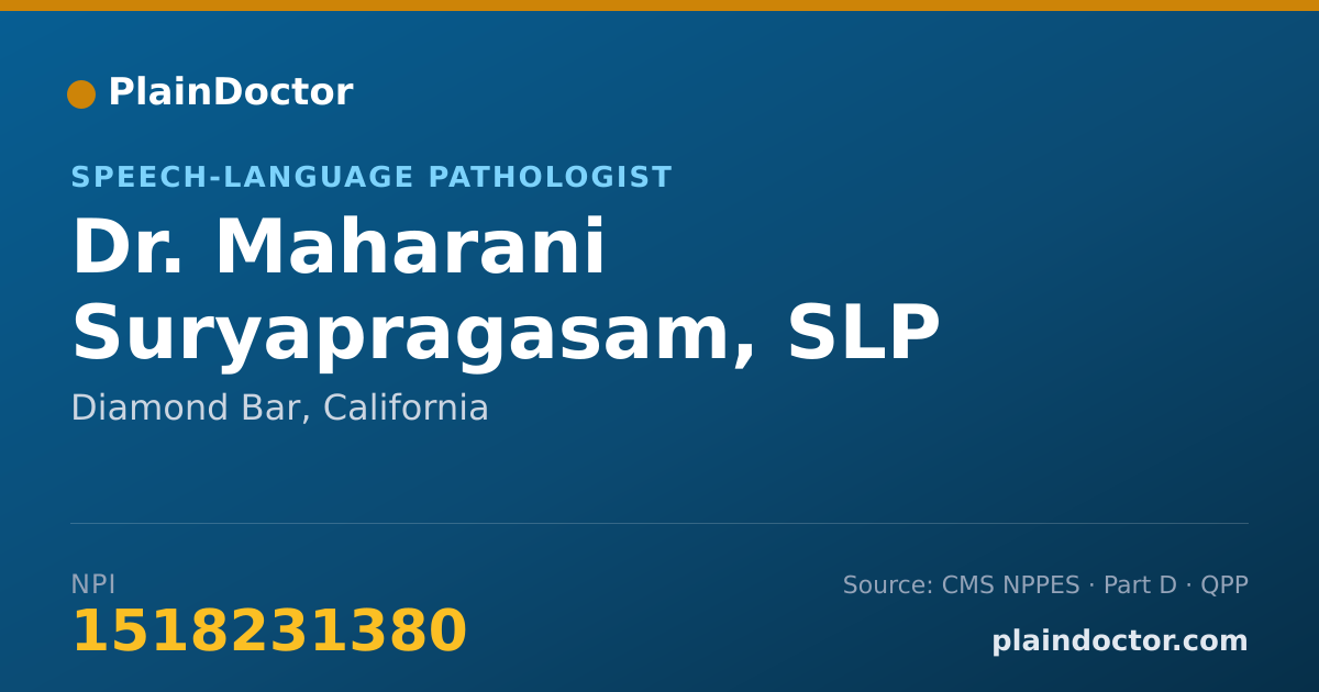 Shareable card for Maharani Suryapragasam, SLP - Speech-Language Pathologist, Diamond Bar, CA