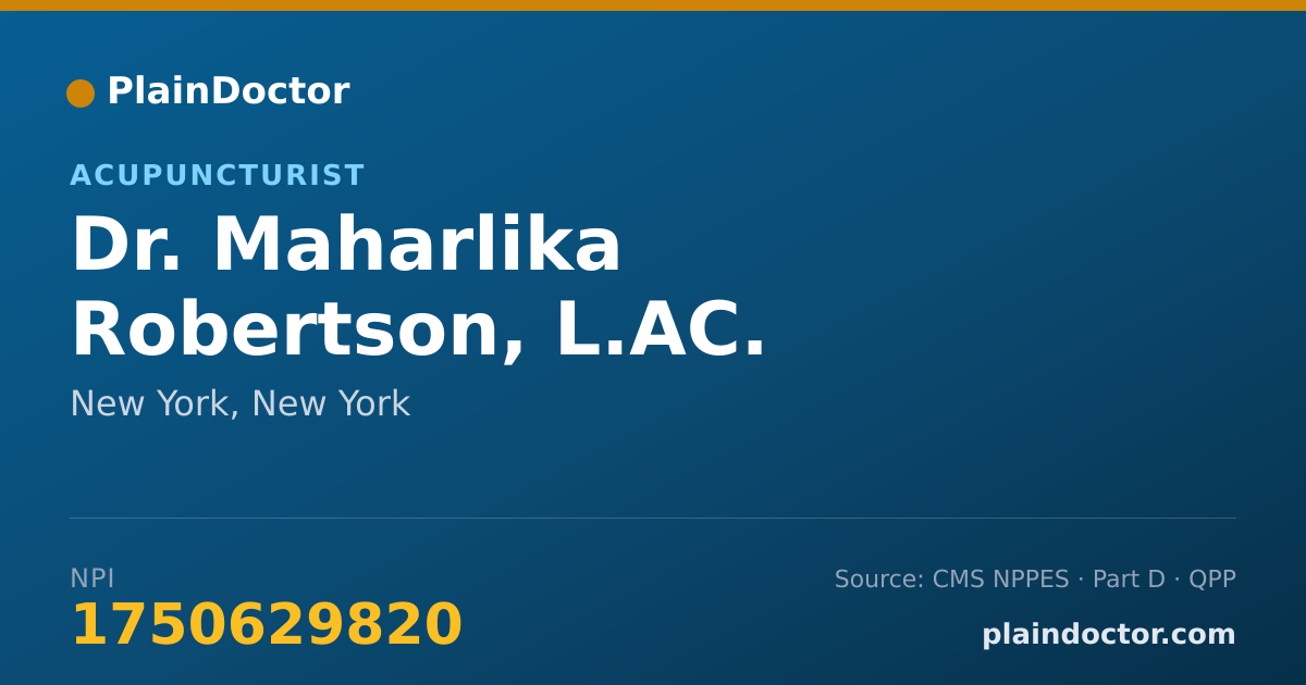 Shareable card for Maharlika Robertson, L.AC. - Acupuncturist, New York, NY