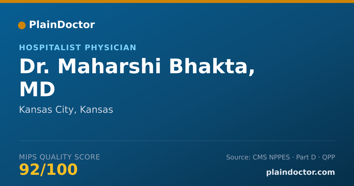 Shareable card for Maharshi Bhakta, MD - Hospitalist Physician, Kansas City, KS