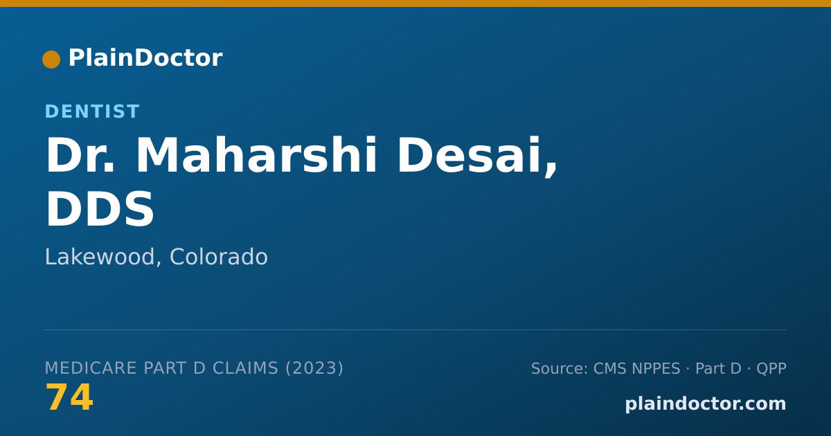 Shareable card for Maharshi Desai, DDS - Dentist, Lakewood, CO